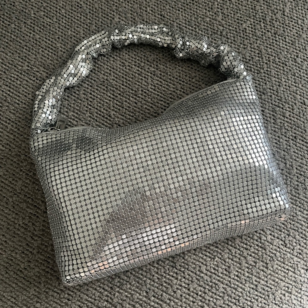 Silver Metallic Mesh Shoulder Bag/ Purse